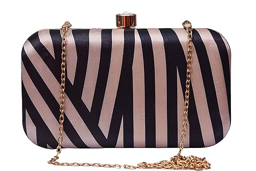 sugarcrush Womens Hand Box Clutch Purse with Detachable Sling (Brown)
