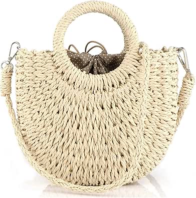 Women Straw Crossbody Bag Summer Beach Weave Shoulder Bag Rattan