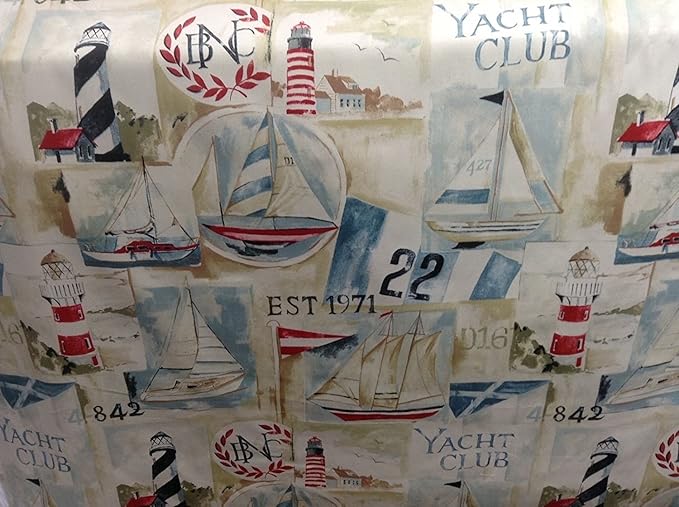 Yachts Sailing Light House Cotton Material Sewing Upholstery Curtain