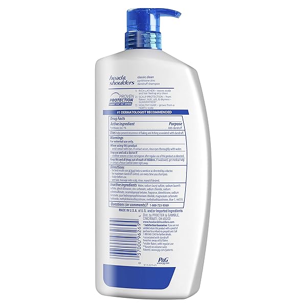 HEAD AND SHOULDERS CLASSIC CLEAN DAILY-USE ANTI-DANDRUFF PARABEN FREE SHAMPOO, 32.1 FL OZ