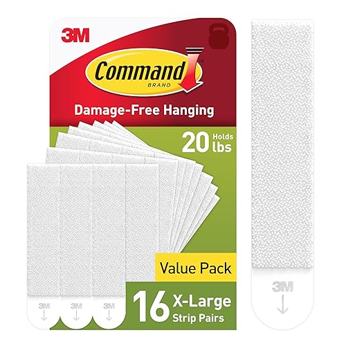 Command 20 lb XL Heavyweight Picture Hanging Strips 16 Pairs (32 Command Strips), Damage-Free Hanging Picture Hangers, Heavy Duty Wall Hanging Strips for Home Decor, White Adhesive Strips
