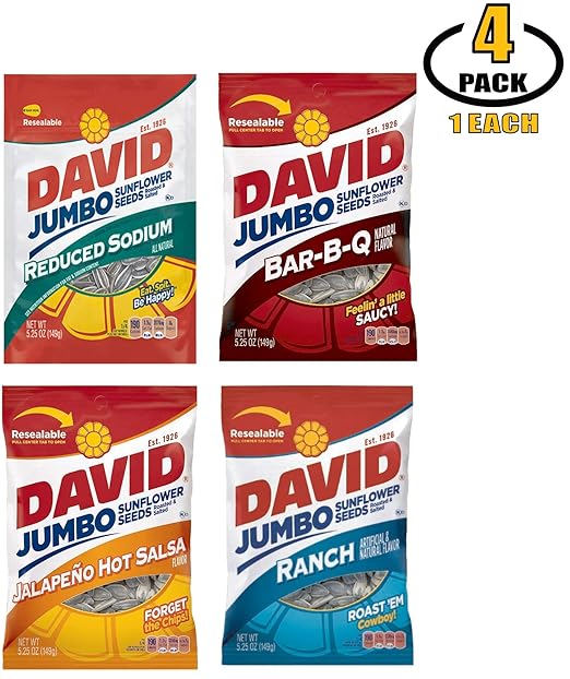 David Jumbo Sunflower Seeds Variety Pack 5 Flavors of Davids Sun