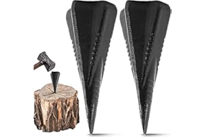 Otoolling 2 Pcs 4 Lbs Manual Log Splitter Wedge Wood Splitting Wedges 4-Direction Diamond Design Forged Steel Tool for Easy Wood Splitting Splits Firewood into 4 Pieces Less Effort(Black)