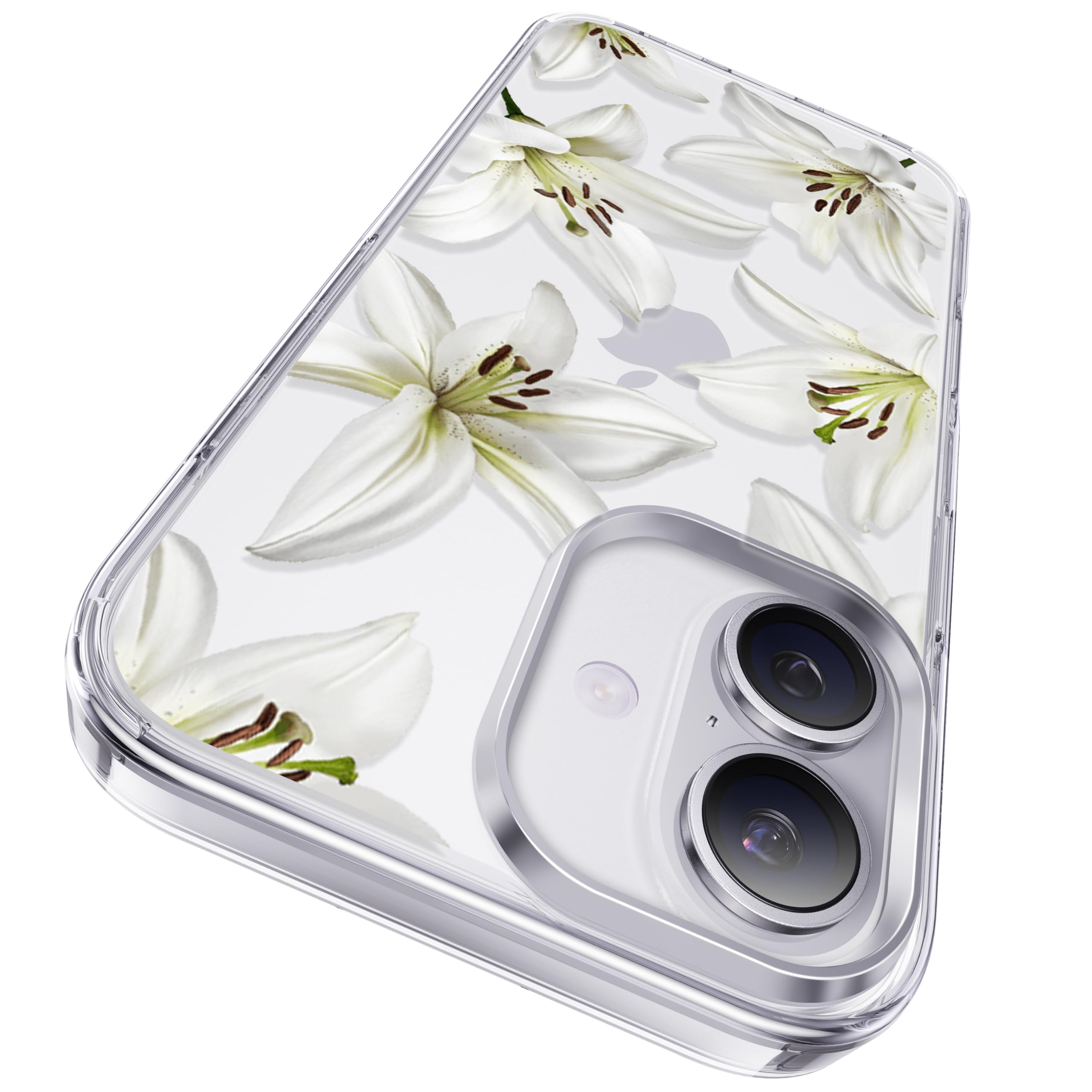 Photo 1 of CASEKOO White Water Lily for iPhone 16 Case, [Never Yellow Technology] [12FT Military-Grade Protection] Transparent Slim Floral Cover Gril Women 16 Phone Case 6.1 inch, White Water Lily