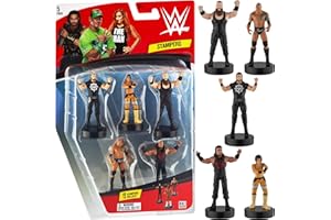 P.M.I. WWE Superstar Stampers, Set of 5 - Self-Inking WWE Superstars for Crafts, Party Decor, Cake Toppers Gifts - Seth Rollins, Braun Strawman, Roman Reigns, The Rock, and More by PMI, 2.3-2.5 in. Tall.