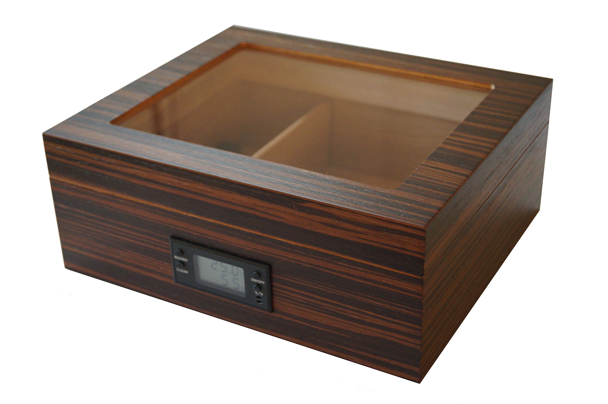 GERMANUS EBENUM Cigar Humidor with Digital Hygrometer and Humidifier