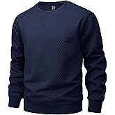 MAGCOMSEN Mens Crewneck Sweatshirts Long Sleeve Geometric Textured Pullover Shirts Winter Fall Casual Soft Sweatshirt