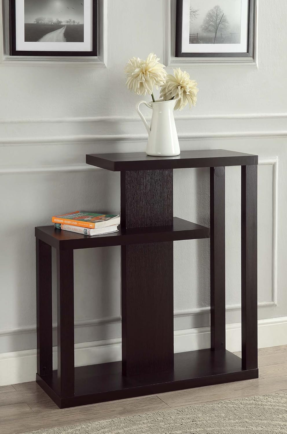 Best Espresso Finish 3-Tier Occasional Console Sofa Table Bookshelf