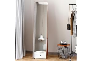 HOMCOM 61"x15" Full Length Mirror, Floor Standing, Wall-Mounted or Leaning Against Wall, Rectangular Full Body Mirror for Bed