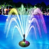 SZMP Floating Pond Fountain Waterfall 32.8ft Power Adapter Colorful Lights