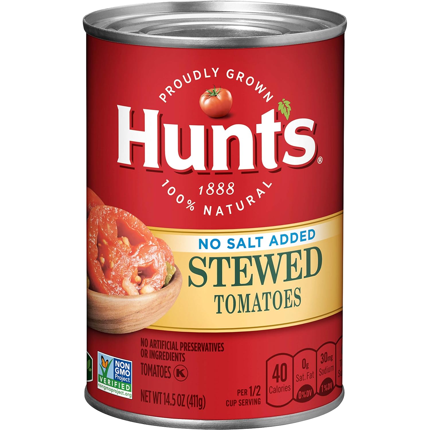 Hunt's Stewed Tomatoes No Salt Added, 14.5 oz, 12 Pack