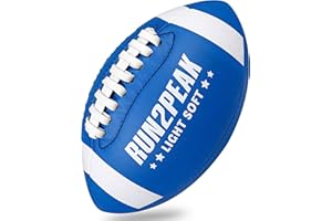 RUN2PEAK Light Soft Mini Football for Kids Toddler - 8" PU Leather and Foam Layer Small Footballs - Safe Lightweight Indoor Outdoor Beach Water Pool Sports Toys for Summer Outside Games Play with Pump