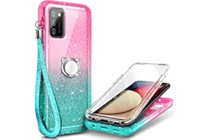 NGB Supremacy Galaxy A03S Case, Full Body Protection with [Built-in Screen Protector] Ring Holder/Wrist Strap, Slim Fit Shockproof Bumper Cover for Samsung Galaxy A03S (Pink/Aqua)