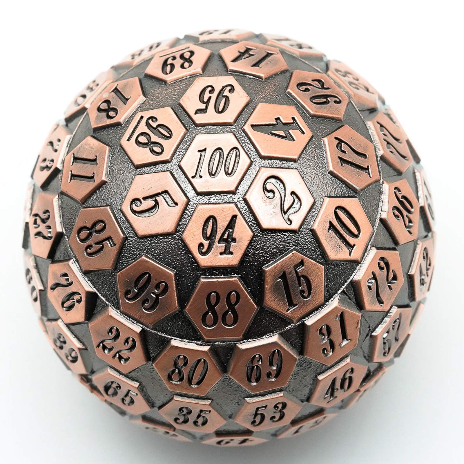 Cusdie D100 DND Metal Dice, 100 Sided Giant Metal Dice, Single D100 Polyhedral Dice with Gift Box for RPGs (Ancient Copper)