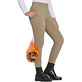FitsT4 Sports Girls Winter Riding Pants Fleece Lined Riding Breeches Kids Full Seat Equestrian Pants Tights with Pockets