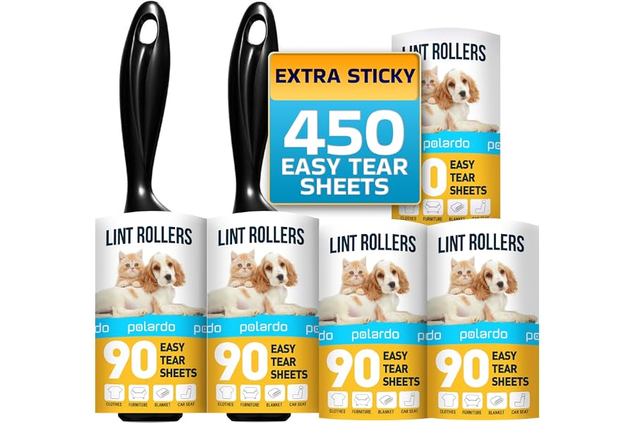 Lint Rollers for Pet Hair, White, Sticky Remover for Couch, Clothes, Furniture and Carpet, Dog and Cat Fur Remover, Animal Fu