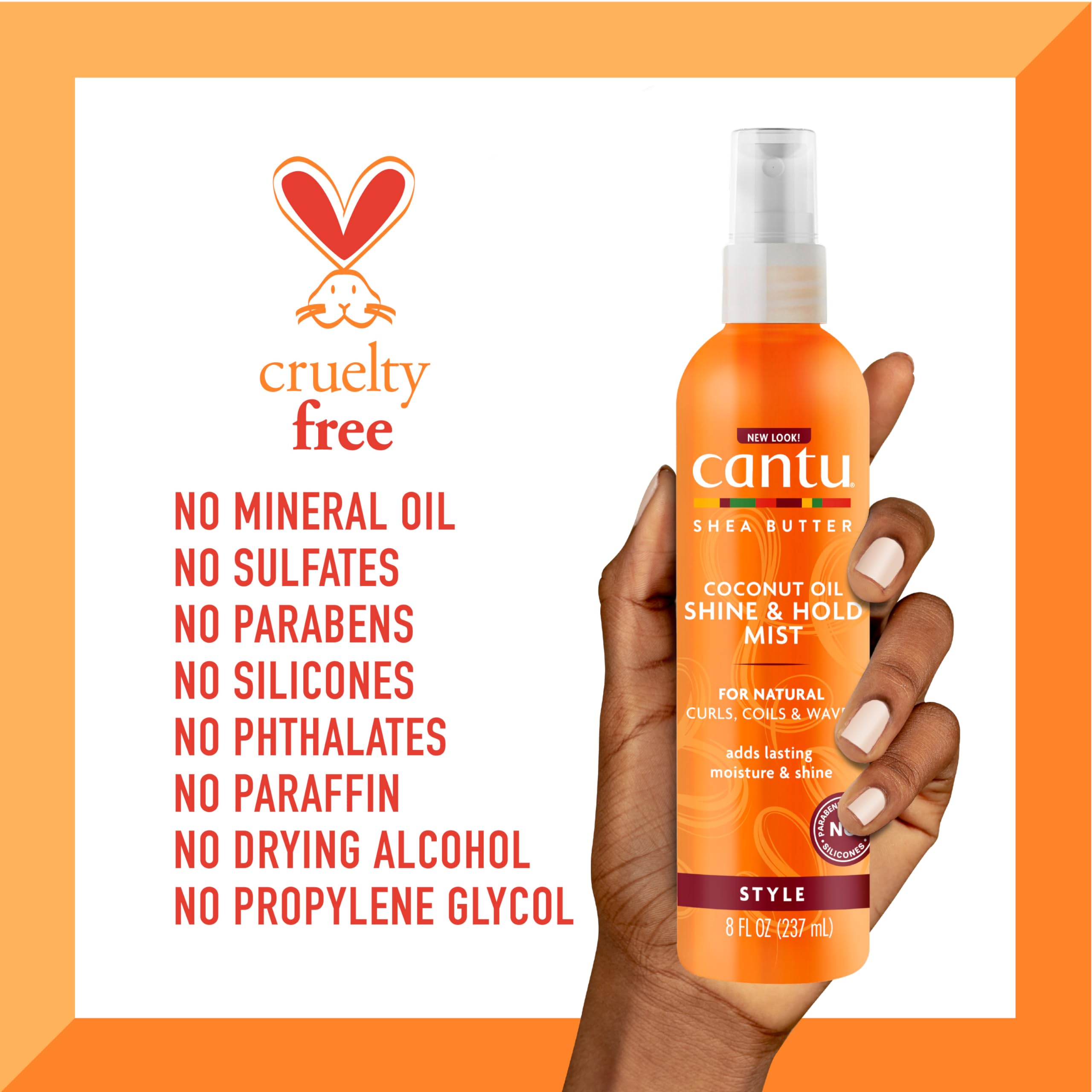 Cantu Coconut Oil Shine & Hold Mist for Natural Hair, 8 fl oz | with Shea Butter