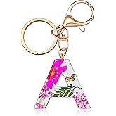 Initial Letter Butterfly Flower Pink Keychain Birthday gifts for Women Girl Backpack Wallet Car Key Cute Bling Keychain