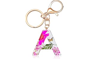 THE FRIGG Initial Letter Butterfly Flower Pink Keychain Birthday gifts for Women Girl Backpack Wallet Car Key Cute Bling Keychain