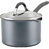 Circulon A1 Series with ScratchDefense Technology Nonstick Induction Straining Sauce Pan with Lid, 3 Quart, Aluminum, Graphite