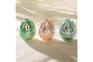 MIYA LIFE Easter Eggs Decoration Handcrafted Glass Egg Light for Nursery Egg Night Light Battery Operated Ideal Easter Table Decorations (Set of 3)