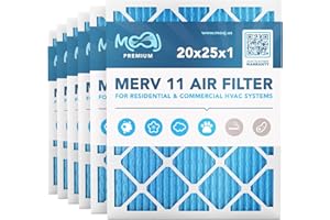 20x25x1 Air Filter (6-PACK) | MERV 11 | MOAJ Premium Allergen Defense | BASED IN USA | Pleated Replacement Air Filters for AC & Furnace Applications | Actual Dimensions: 19.70" x 24.70" x 0.75" (in.)