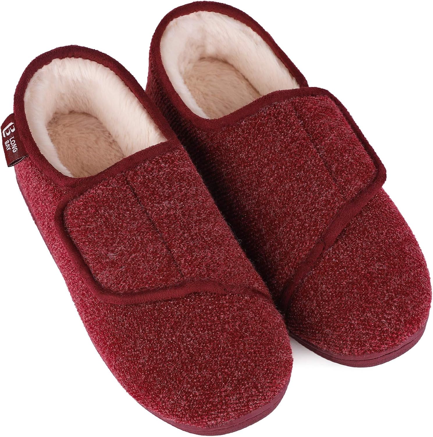 LongBay Women's Furry Memory Foam Diabetic Slippers Comfy Cozy Arthritis Edema House Shoes