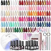 COSCELIA 66pcs Gel Nail Polish Kit with U V light and Drill 35 Colors Spring Gel Polish Set 5pcs Top Base Coat Nail Art Starter French Gel Manicure Kit Valentines Day Gifts for Women Girls