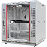 Sysracks 12U Gray Wall Rack Mount Server 18" Deep Network Cabinet, Server Rack with Fan, Removable Side Panels, Locking Glass Door 19" Computer Cabinet Enclosure Network Rack Case 12.450