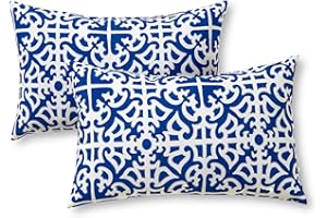 Greendale Home Fashions Outdoor 21x14 inch Rectangle Decorative Throw Pillow, 2-Pack, Azure 2 Count
