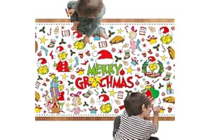 IDEAPRON Christmas Coloring Table Cloth for Kids, Merry Christmas Coloring Tablecloth Poster Banner, Holiday Crafts for kids Teens, Cute Toy Gifts Party Game Supplies Classroom Xmas Decorations, 72x30 inch