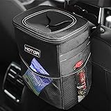 HOTOR Car Trash Can with Lid and Storage Pockets, 100% Leak-Proof Car Organizer, Waterproof Car Garbage Can, Multipurpose Tra