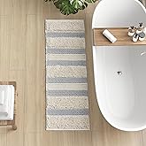 Ink+Ivy Bath Rug Hand-Woven Texture Shaggy Striped Soft & Water Absorbent, Boho Bathroom Décor Bath-Mats, Non-Slip Absorbent Quick Dry Mats for Tub, Shower Room, Asher, 22x58 Grey