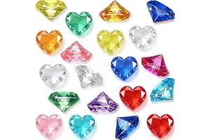 MARFOREVER Large Diving Gems Toys for Pool, 18Pcs 40MM Big Pool Gems Pirate Treasure Gems Heart Diamond Pool Sinking Toys Und