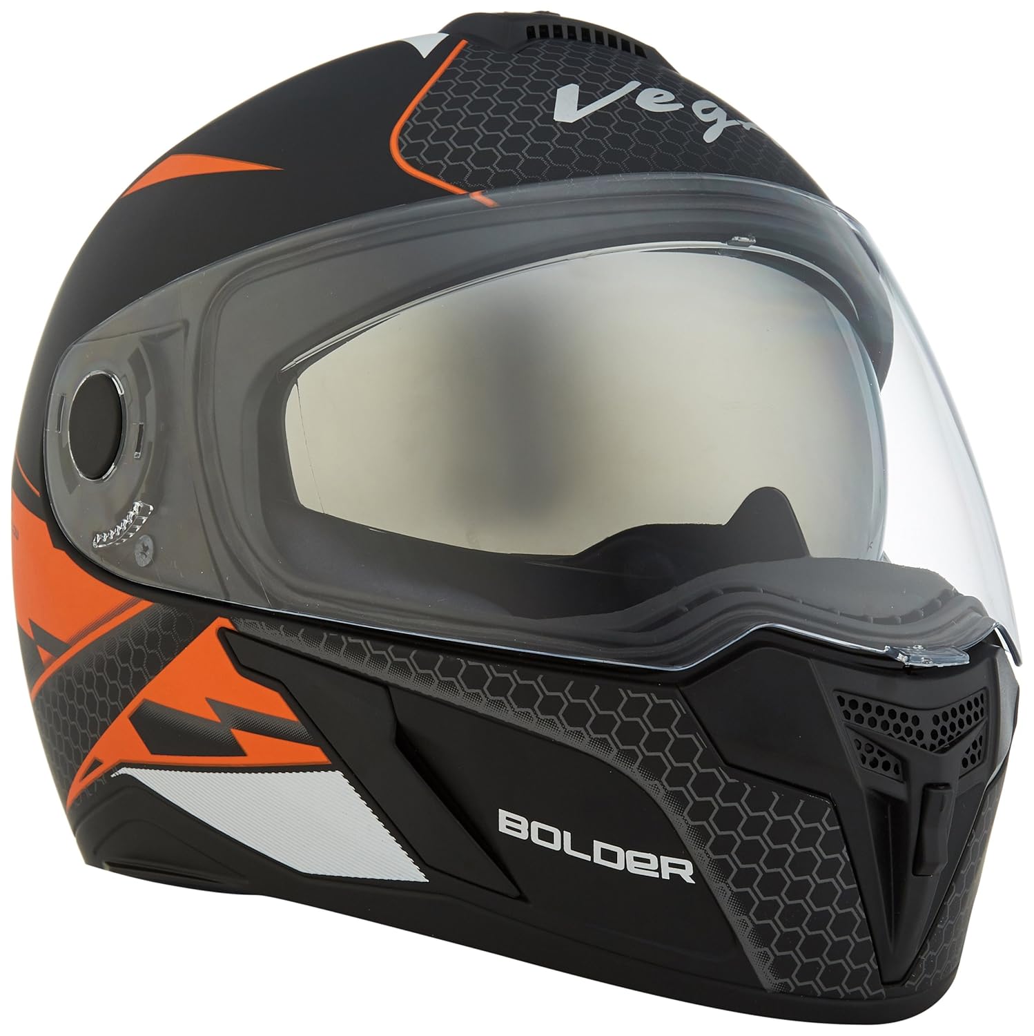 Best Stylish Dull Black/Orange Vega Ryker Bolder Full Face Helmet