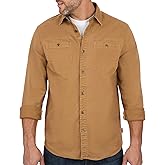 Coleman Men's Stretch Twill Workwear Long Sleeve Button-Down Shirt with Metal Buttons