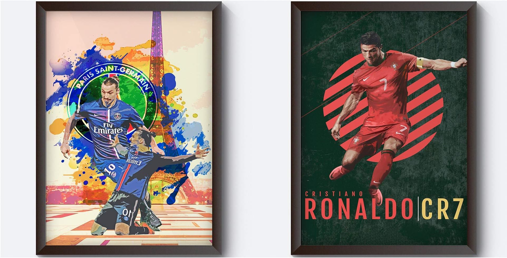 MOTIVATE BOX India, 2 Frames with Zaltan Ibrahimovic Famous Footballer and Cristiano Ronaldo Portugal Designs (Size:8 in X12 in Poster Included)