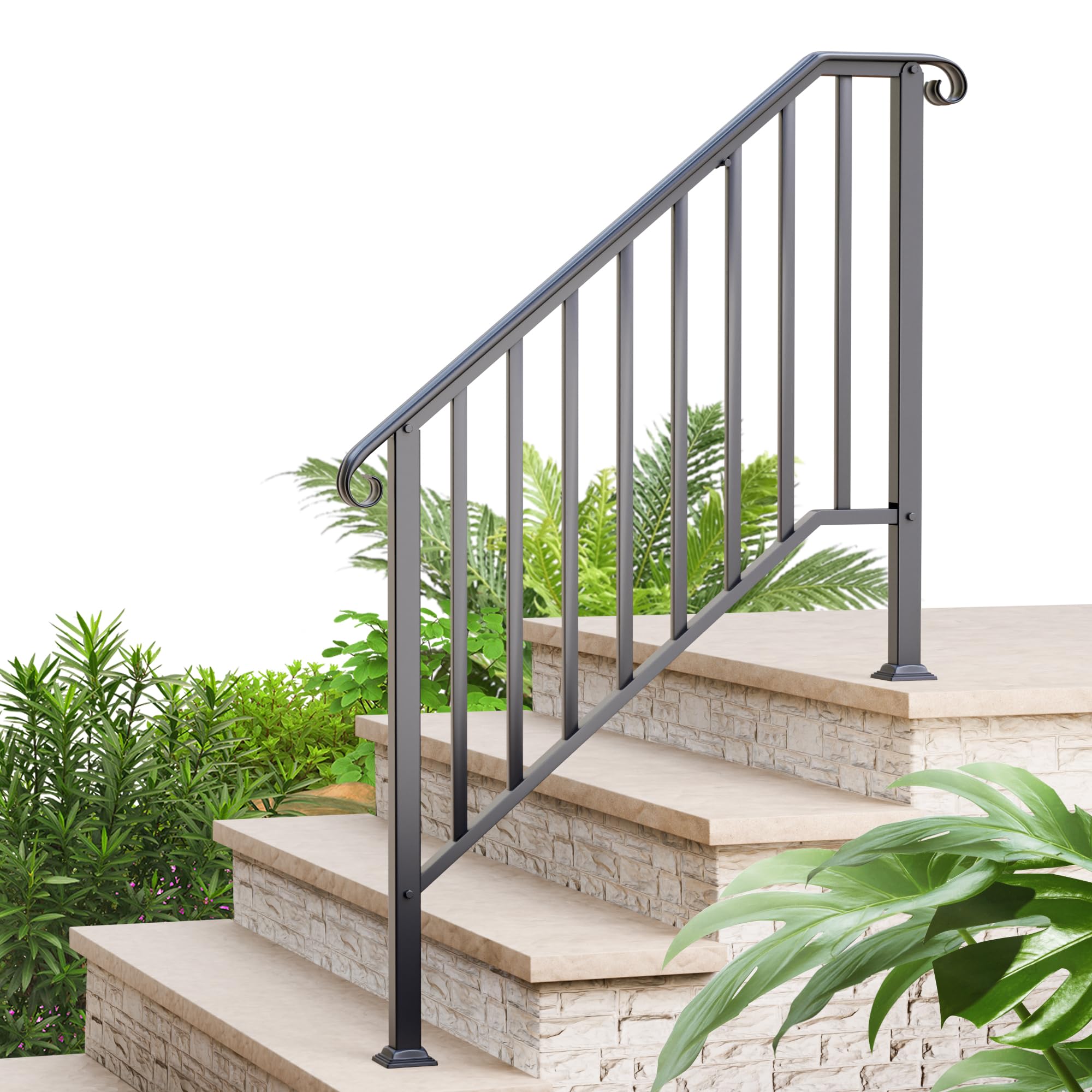 4 Step Handrails for Outdoor Steps, Fit 3 or 4