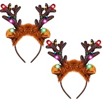 Pack De 6 Diademas De Reno Con Astas – Navidad, Fiestas Y Cosplay, Para Niños Y Adultos, Tamaño Ajustable