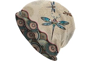Ameble Chemo Hats Boho Style Dragonfly Soft Chemo Cap Cancer Hats Slouchy Beanie for Women Men for Women, Headwear for, Cap, 