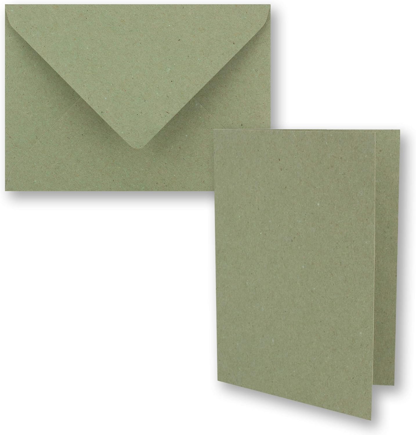 NEUSER PAPIER 10x green vintage kraft paper folding cards Set including envelopes DIN A6-10.5 x 14.8 cm green recycled folding cards blank