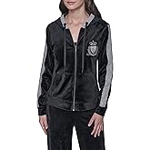 KARL LAGERFELD womens Long Sleeve Athleisure Varsity Patch Velour Jacket