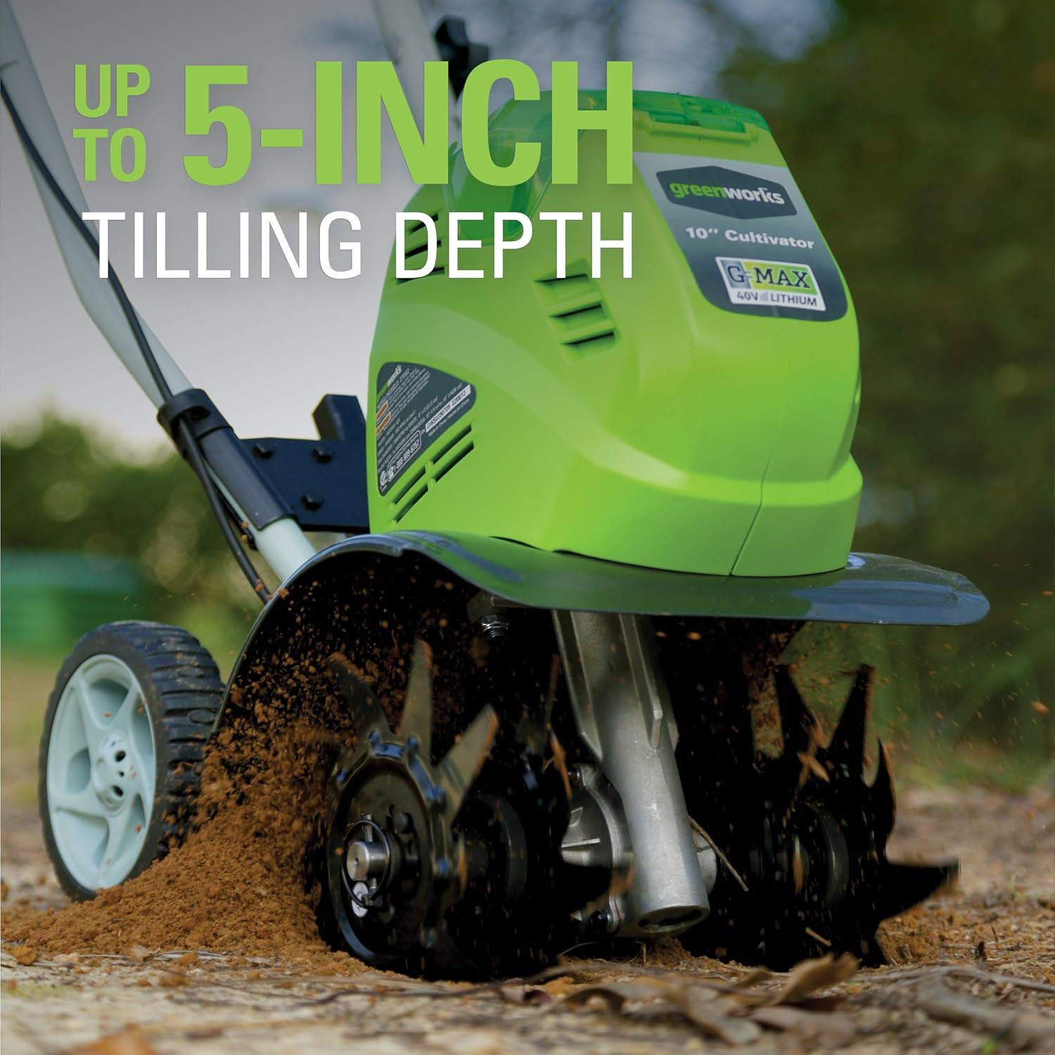 Greenworks 10-Inch 40V Cordless Cultivator, 4.0 AH Battery Included 27062 : Power Tillers : Garden & Outdoor