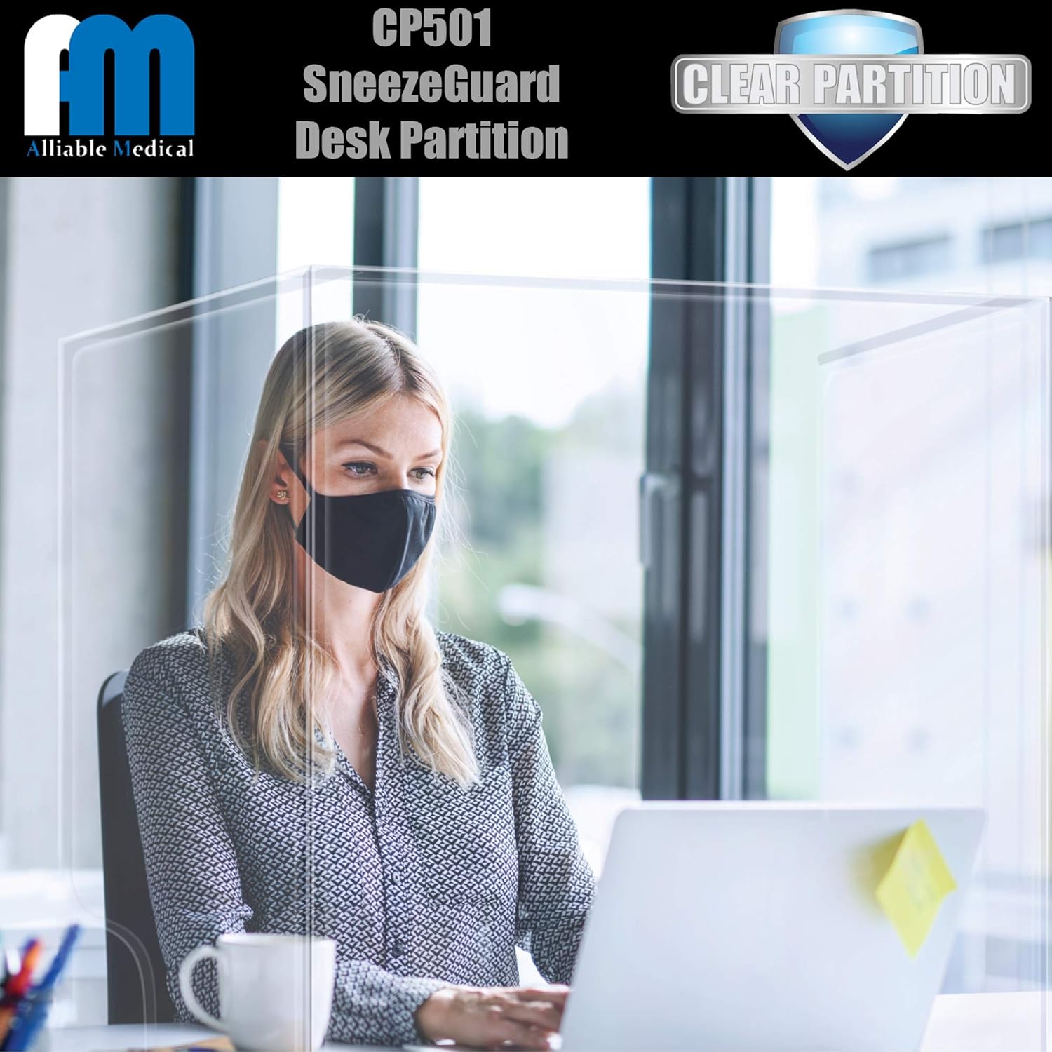 [2 Pack]- Alliable Medical CP501 - [Sneeze Guard Partition/Desk Shield/Counter] - [Shatterproof] - [Lightweight and Portable] - All Applications - Classroom, Schools, Restaurants, Cafe, Business : Office Products
