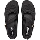 Frank Mully Women's Wide Width Flats Mary Jane Flat Comofortable Knit Ballet Flat Wide Toe Box Dress Shoes with Adjustable Straps