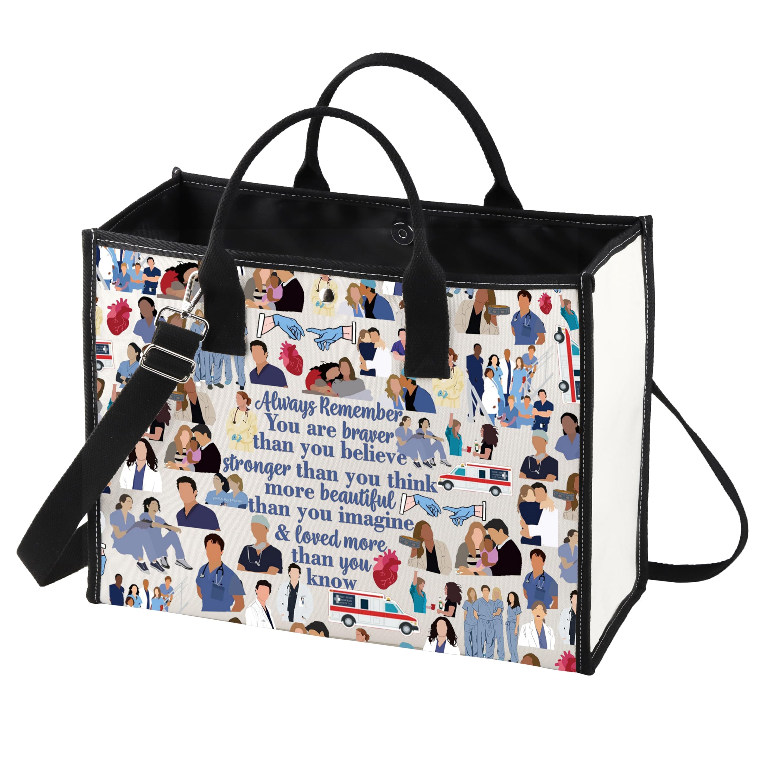 LEVLO Grey's TV Show Cosmetic Makeup Bag - Derek and Meredith Inspired Fans Gift - You Are Braver Stronger Smarter Than You Think - Zipper Pouch for Best Friend Family