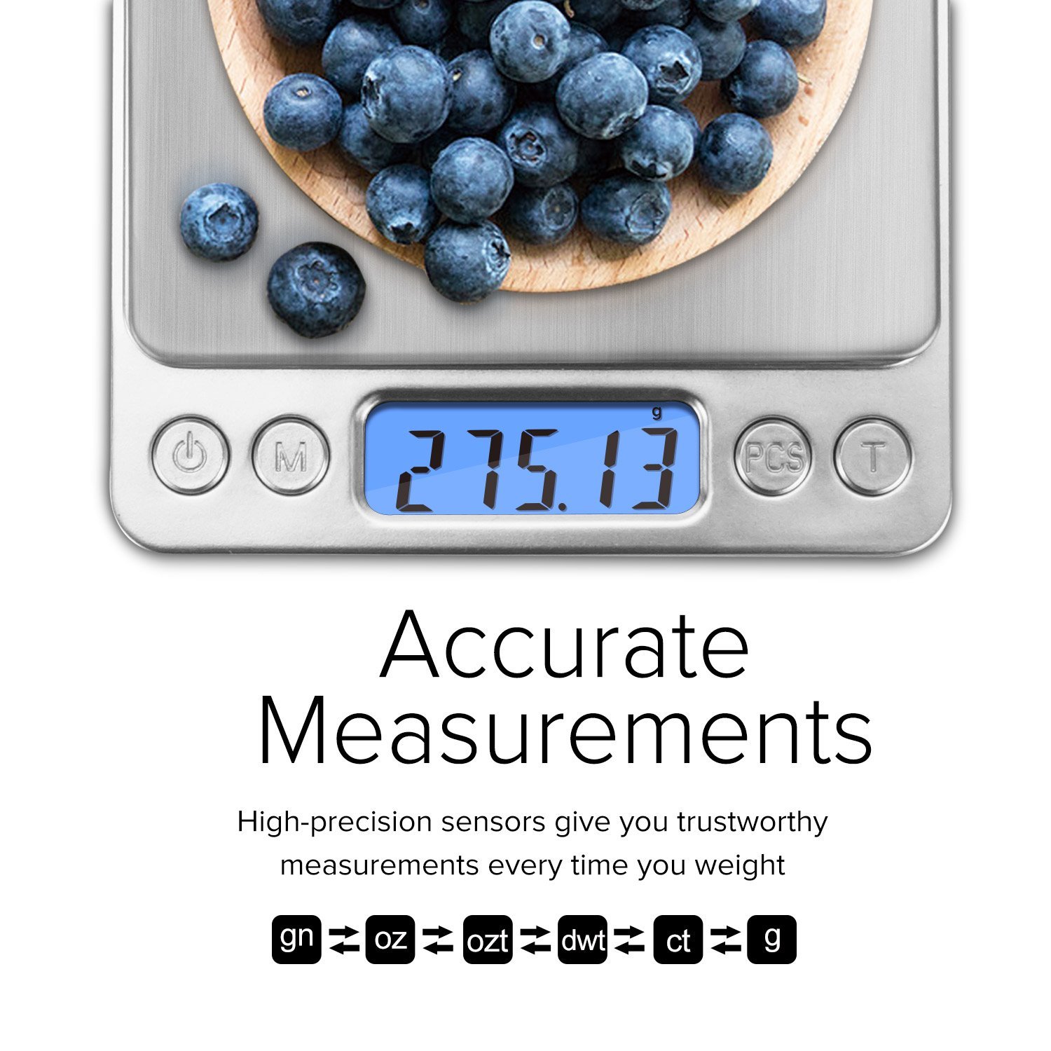 Next-Shine 500g Digital Weight Scale with Tare Function, Stainless Steel