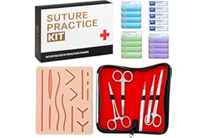 SUPPLY BEAR Suture Practice Kit for Medical Students Education | Practice Threads and Needle. Pad with Stitches, Pre-Cut Wounds for Training