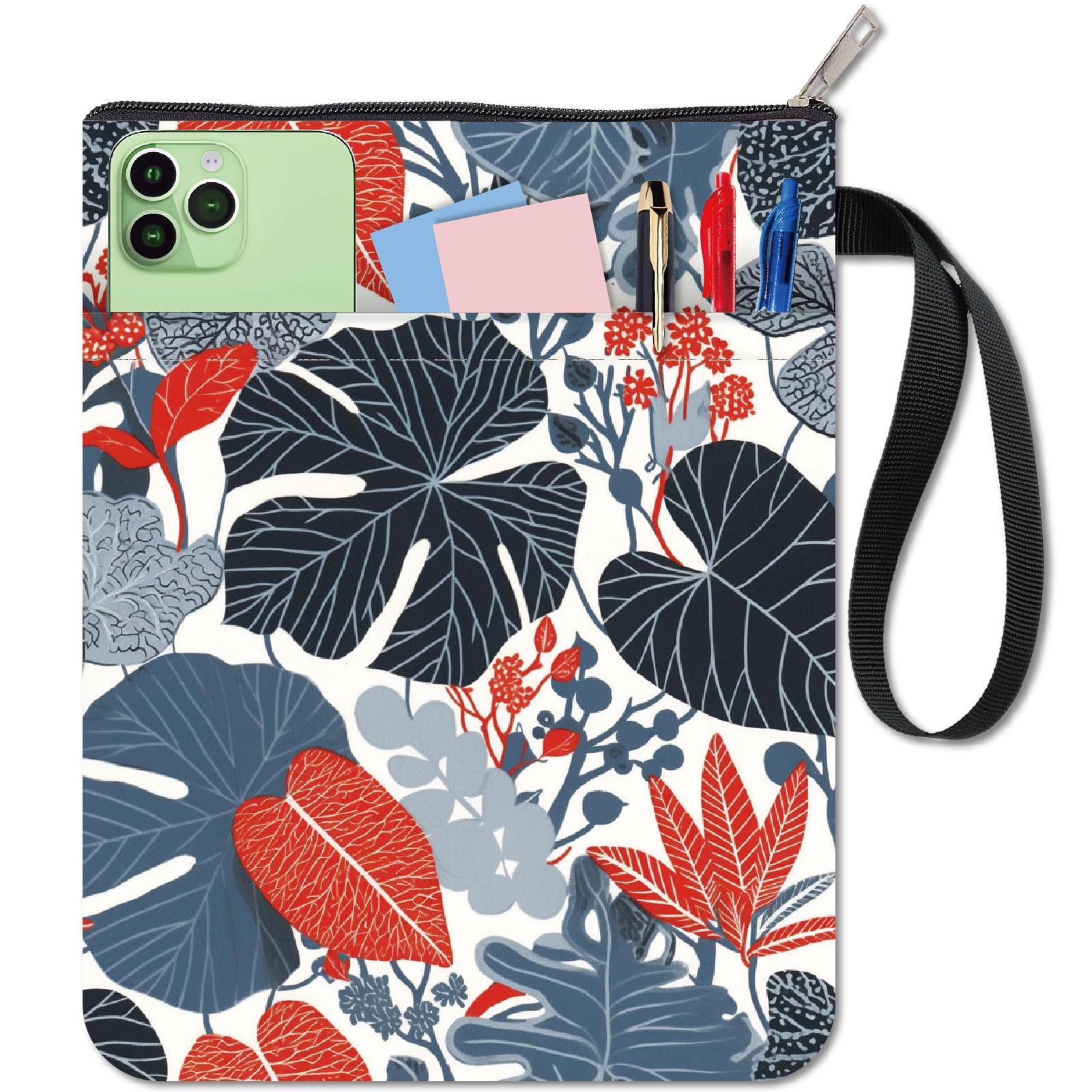 CRASPIRE Leaf Book Sleeve Turtleback Leaf Book Covers Book Protector for Paperbacks Washable Fabric Cloth Book Cover with Zipper and Extra Sleeve Pocket for Book Lovers Classmate Xmas Gifts