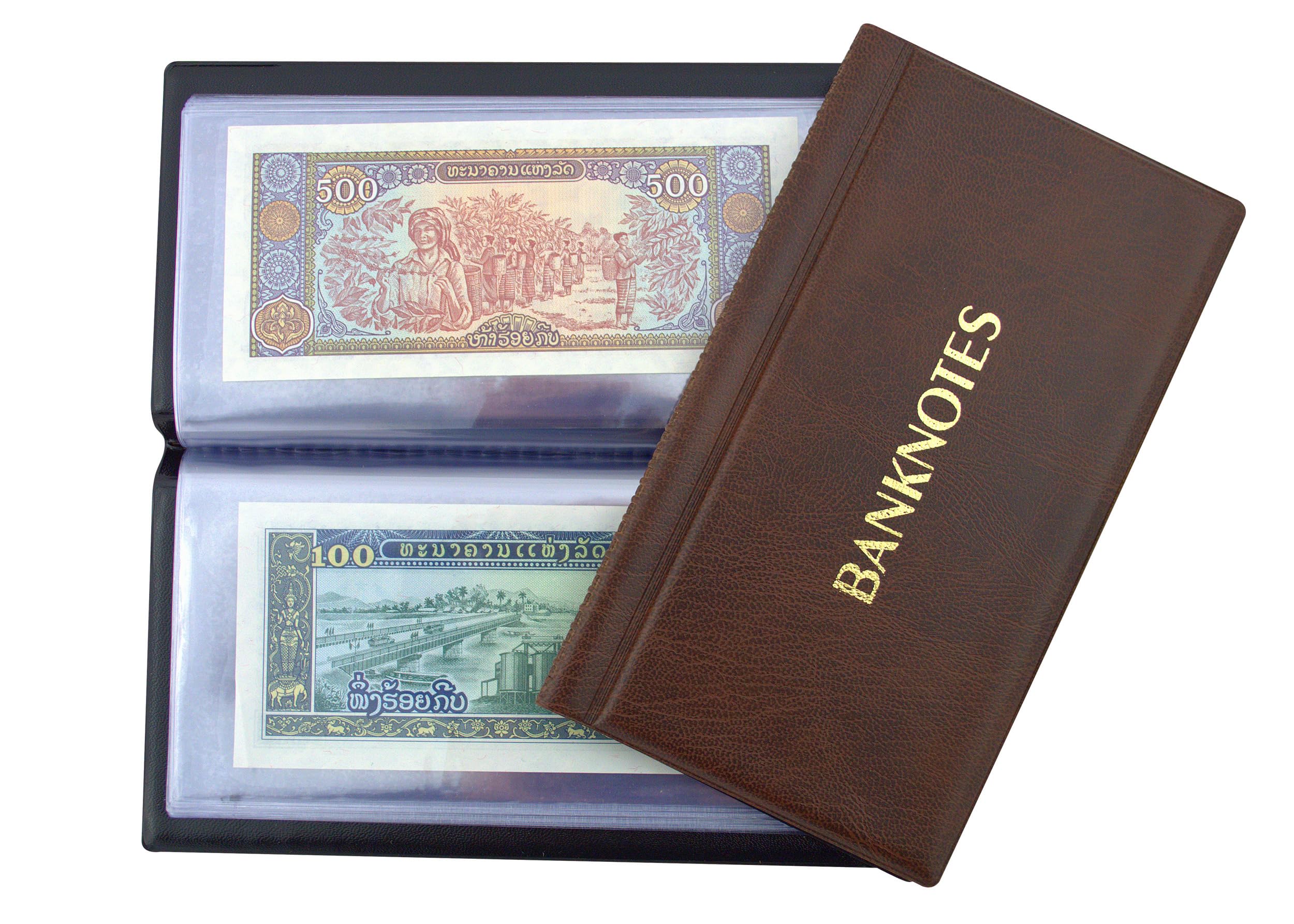 COLLECTOR ALBUM FOR BIG BANKNOTES NOTES Banknote Album with 20 pages 11x19cm (BROWN)